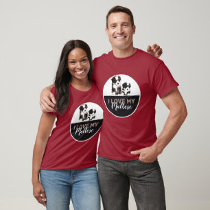 T-shirt Chien chiot maltais noir et blanc