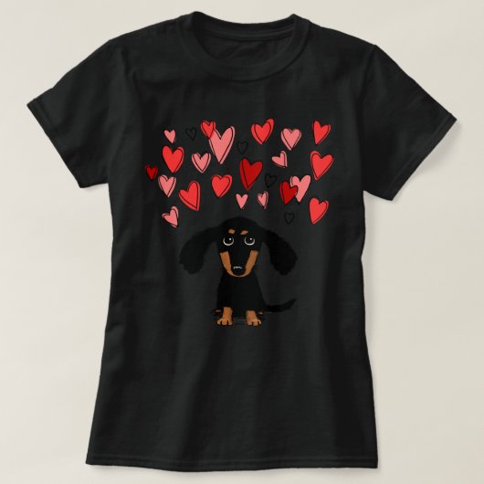 T-shirt Chien chiot mignon avec Coeurs de Saint Valentin C (Design devant)