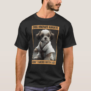 T-shirt Chien chiot mignon sait Karate ne pas se mêler de
