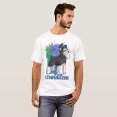 T-shirt Chien chiot noir et argenté Schnauzer (Devant entier)