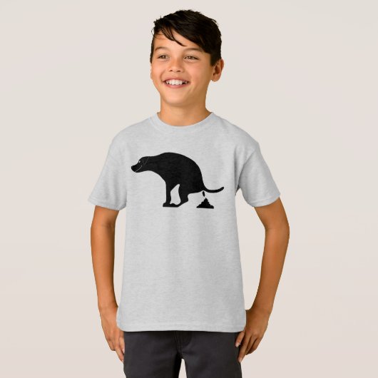 T-shirt Chien chiot potty pooping Fun & mignon chien (Devant entier)