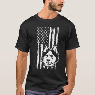 T-shirt Chien chou chéri de Sibérie mignon Drapeau américa