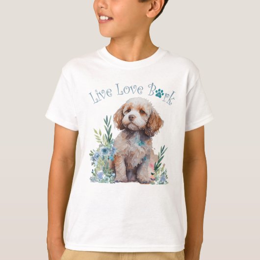 T-shirt Chien Cockapoo Mignon Floral (Devant)