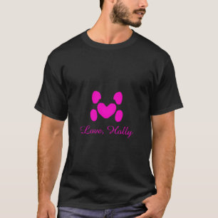 T-shirt Chien coeur patte rose animal familier ajouter nom