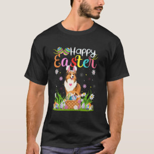 T-shirt Chien Colley Rough Joyeuses Pâques Chasse aux œufs