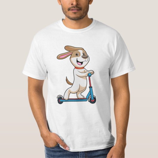 T-shirt Chien comme Biker avec Scooter (Devant)