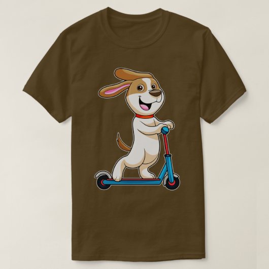 T-shirt Chien comme Biker avec Scooter 1 (Design devant)