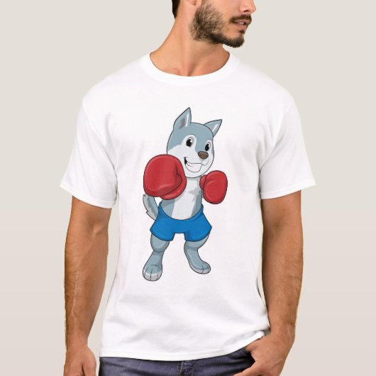 T-shirt Chien comme boîte avec gants de boxe (Devant)