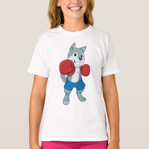 T-shirt Chien comme boîte avec gants de boxe