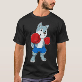 T-shirt Chien comme boîte avec gants de boxe