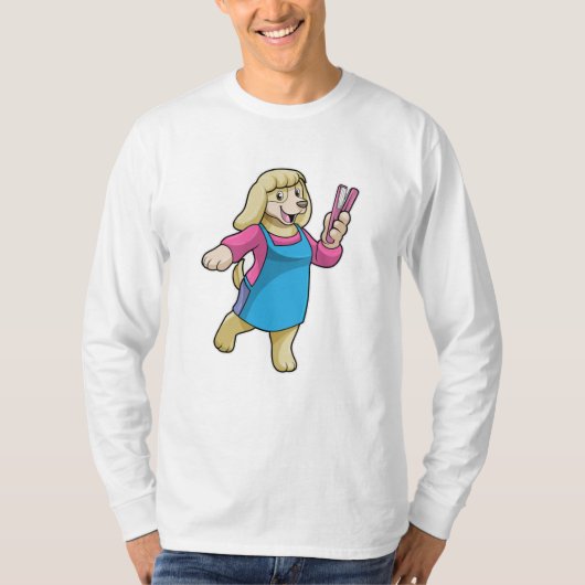 T-shirt Chien comme coiffeur avec peigne (Devant)