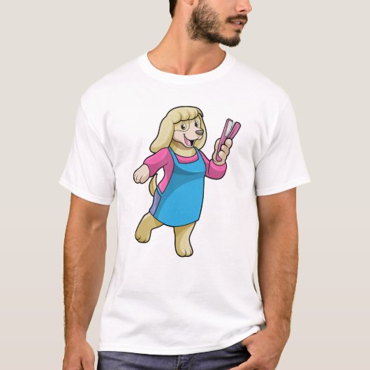 T-shirt Chien comme coiffeur avec peigne (Devant)