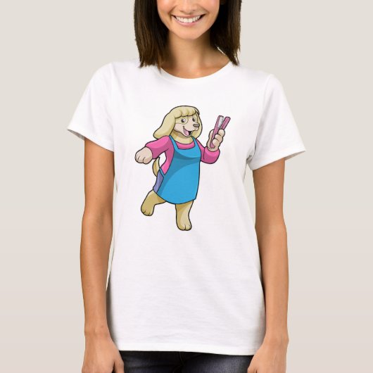 T-shirt Chien comme coiffeur avec peigne (Devant)