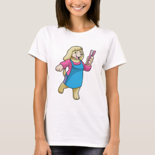 T-shirt Chien comme coiffeur avec peigne
