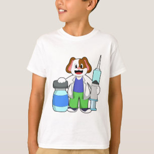 T-shirt Chien comme docteur avec seringue
