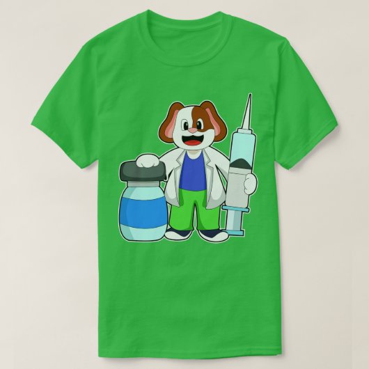 T-shirt Chien comme docteur avec seringue (Design devant)