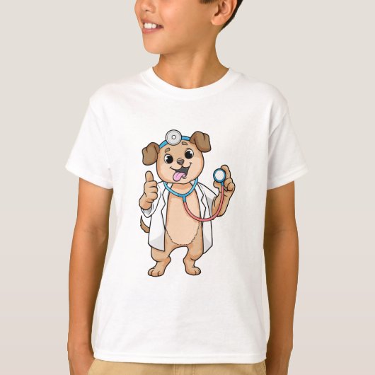 T-shirt Chien comme docteur avec Stethoscope (Devant)