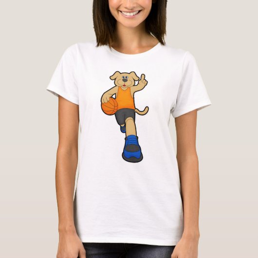 T-shirt Chien comme joueur de basket-ball avec basket-ball (Devant)
