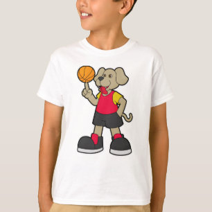 T-shirt Chien comme joueur de basket-ball avec basket-ball