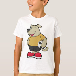 T-shirt Chien comme joueur de football avec balle de footb