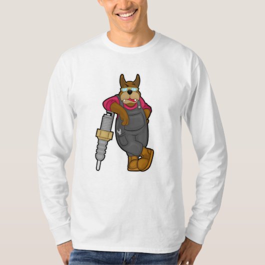 T-shirt Chien comme mécanicien avec bougie (Devant)