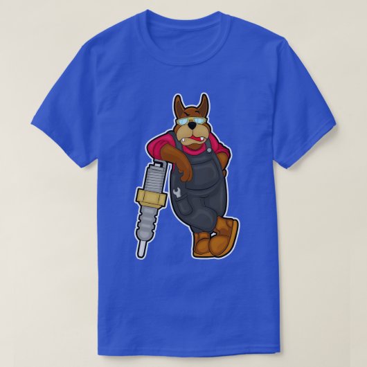T-shirt Chien comme mécanicien avec bougie (Design devant)