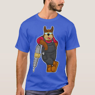 T-shirt Chien comme mécanicien avec bougie