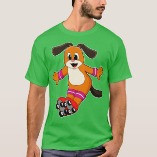 T-shirt Chien comme Patineur avec Patins en ligne