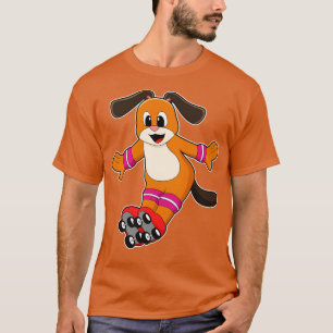 T-shirt Chien comme Patineur avec Patins en ligne