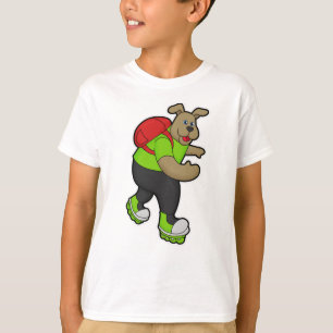 T-shirt Chien comme patineur avec Patins en ligne et sac à