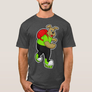T-shirt Chien comme patineur avec Patins en ligne Sac à do