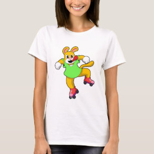 T-shirt Chien comme Patineur en ligne avec Patins en ligne