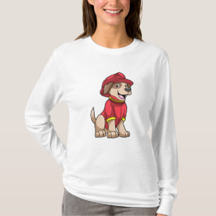T-shirt Chien comme pompier avec casque d'incendie
