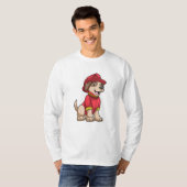 T-shirt Chien comme pompier avec casque d'incendie (Devant entier)