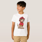 T-shirt Chien comme pompier avec casque d'incendie (Devant entier)