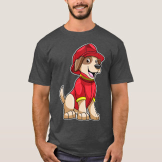 T-shirt Chien comme pompier avec casque d'incendie