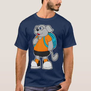 T-shirt Chien comme randonneur avec sac à dos