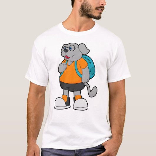 T-shirt Chien comme randonneur avec sac à dos (Devant)