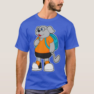 T-shirt Chien comme randonneur avec sac à dos
