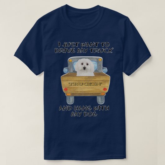 T-shirt Chien conducteur de camion Bichon Frises (Design devant)