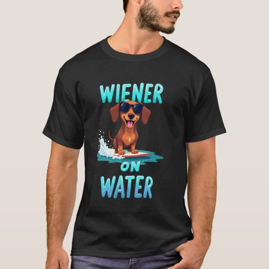T-shirt Chien cool de surf de teckel (Devant)