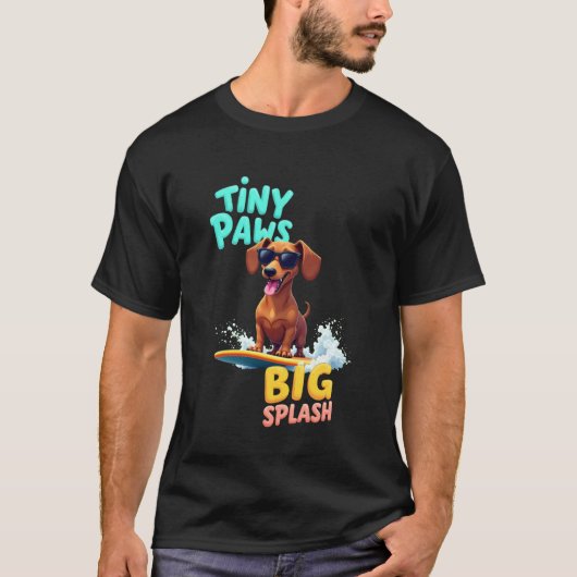 T-shirt Chien cool de surf de teckel (Devant)
