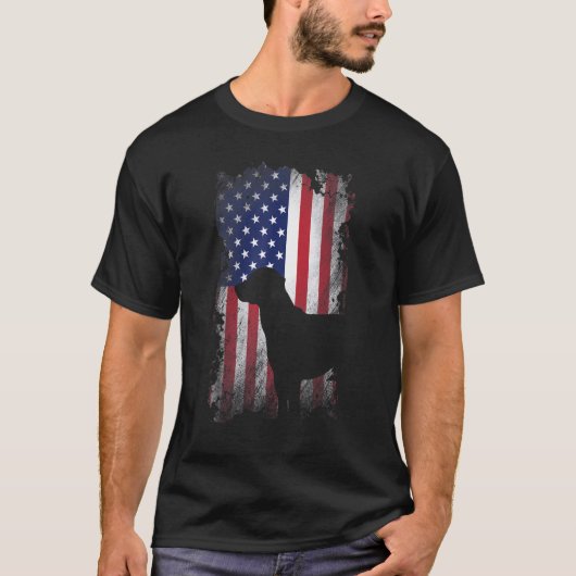 T-shirt Chien Cool du drapeau américain du labo noir patri (Devant)