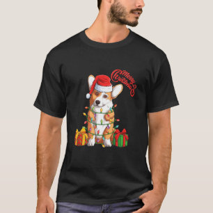 T-shirt Chien Corgi À Santa Chapeau Assis Arbre De Noël Li