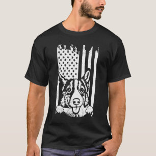 T-shirt Chien Corgi American Flag Artsy USA patriotique cr