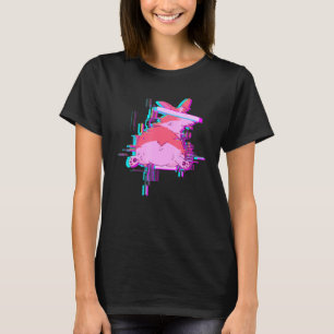 T-shirt Chien Corgi avec Yeux Censurés Glitch Vaporwave