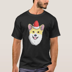 T-shirt Chien Corgi Chapeau Père Noël Noël X Mas Fêtes