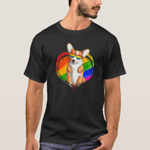 T-shirt Chien Corgi Cœur Arc-en-ciel Animal Gay Fierté Lgb