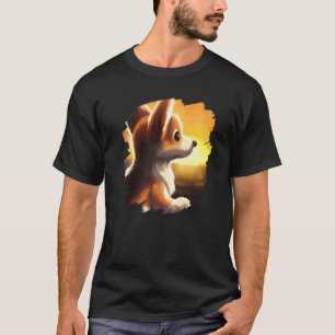T-shirt Chien Corgi Coucher de Soleil Vintage Retro Corgis