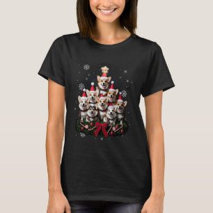 T-shirt Chien Corgi Drôle Noël Arbre de Noël pour Femmes H